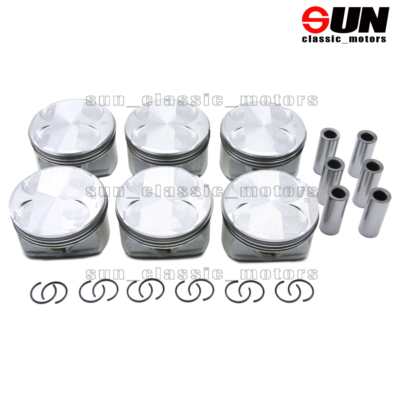 6-Piece Piston and Ring Set 10.7:1 for E82 E88 E90 128i 328i 3.0L N52B30A-