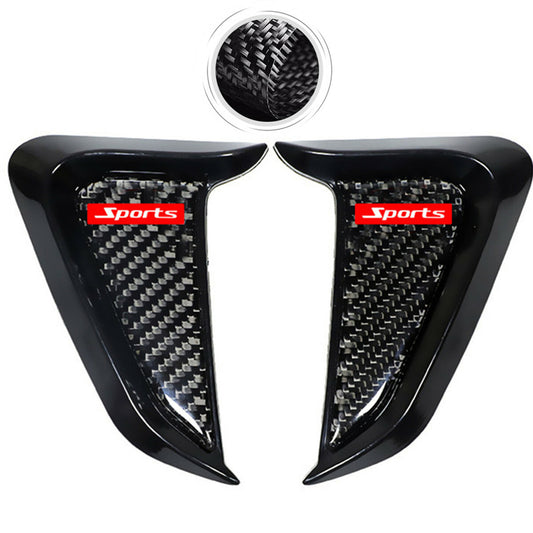 2Pcs Car Side Fender Emblem Vent Cover Leaf Panel Sticker Carbon Fiber ABS Black