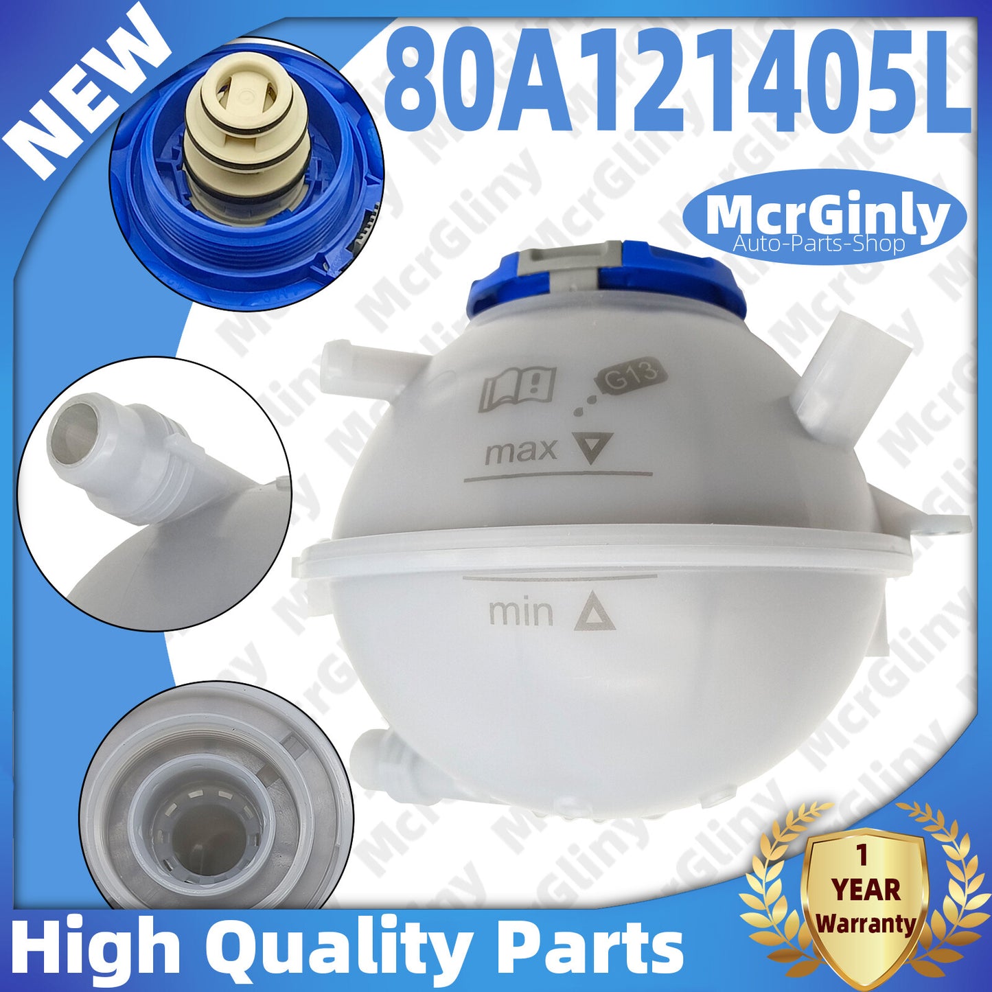 Engine coolant reservoir with cap suitable for Audi Q5 2017-2024 2.0T #80A121405Q- n