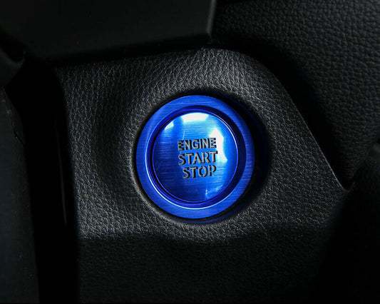 For Toyot@a RAV4 2019-2023 Blue Aluminum Car One-Click Startup Button Cover Trim n
