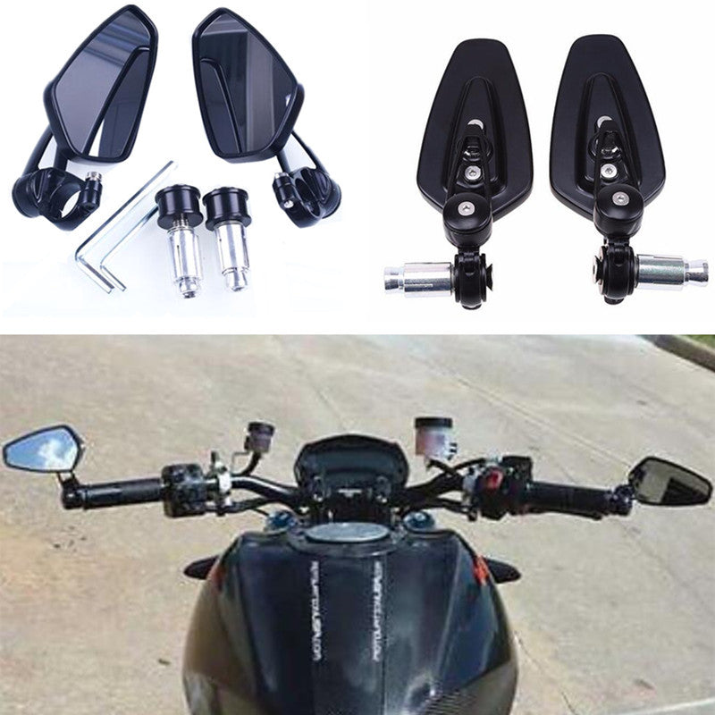 2 Pcs Shell Motorcycle Bike 7/8 22mm Handlebar Rearview Mirrors Adjustability