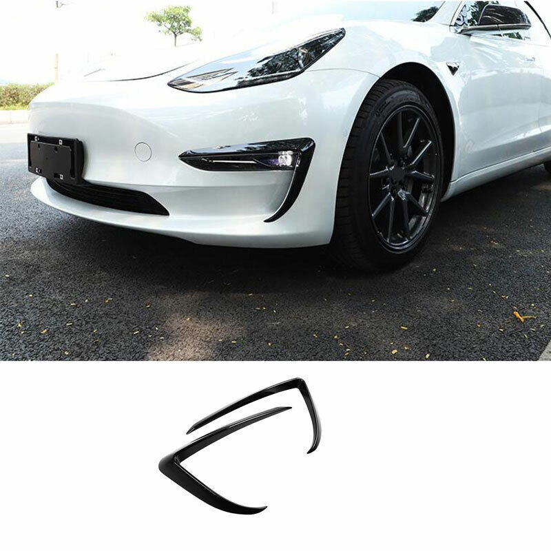 piano black Front Fog Light Lamp Eyebrow Spoiler Cover for Tesla Model 3 2017-23