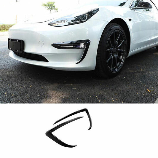 piano black Front Fog Light Lamp Eyebrow Spoiler Cover for Tesla Model 3 2017-23