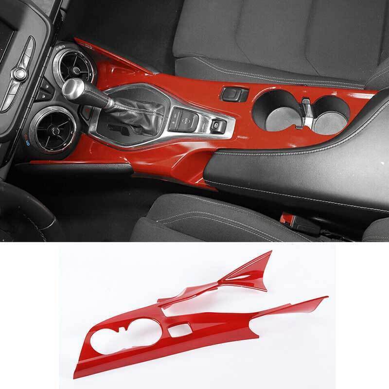 for Chevrolet Camaro 2016-23 Red ABS Center Console Gearbox Water Cup Cover Trim