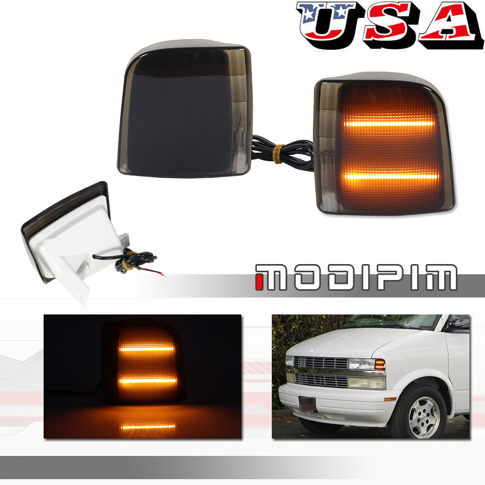 for Astro Corner Lights 1995-2005 Driver and Passenger Side Smoked Amber - v