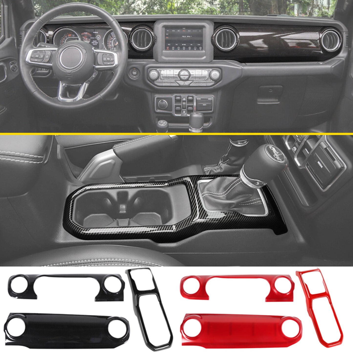 for Jeep for Wrangler JL JT 18-23 Center Console Dashboard Panel Gear Shift Trim Q