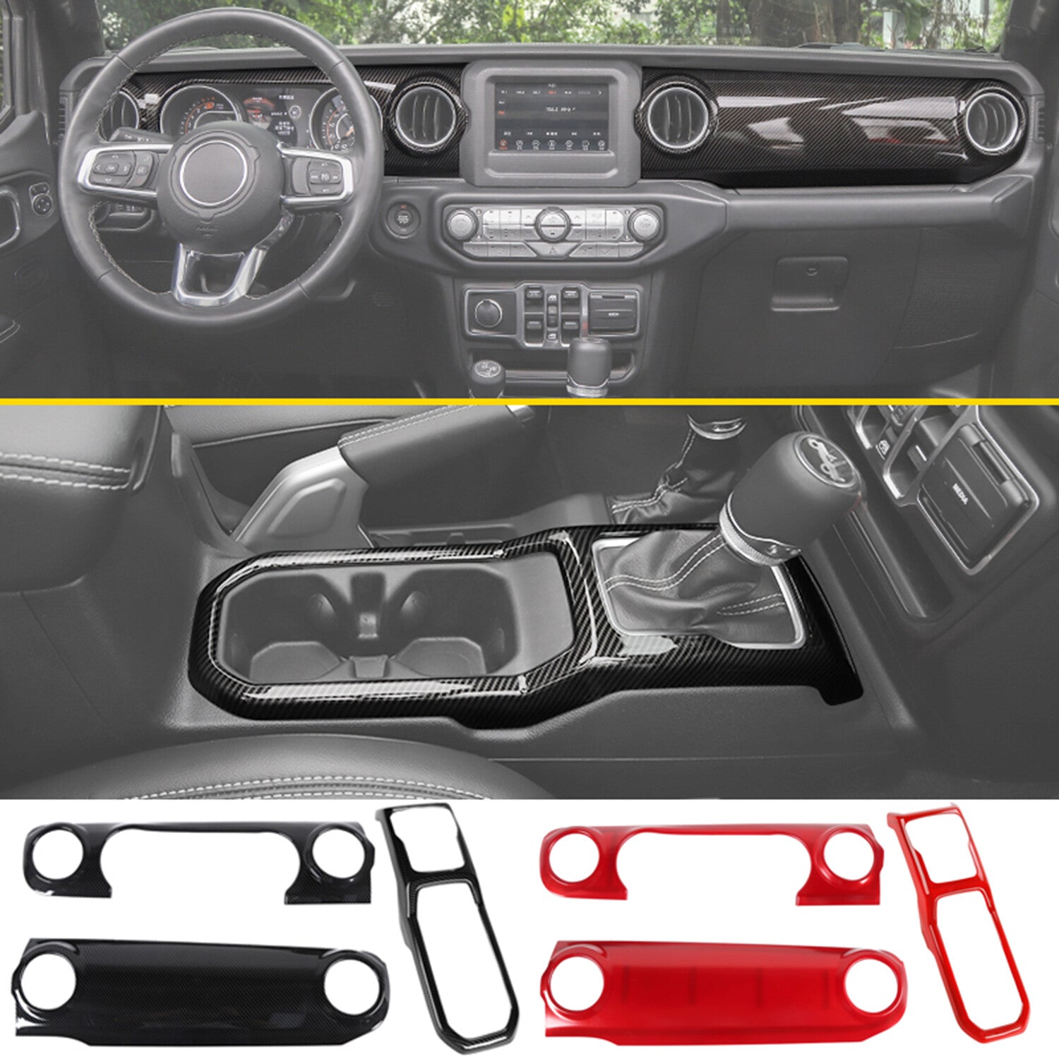 for Jeep for Wrangler JL JT 18-23 Center Console Dashboard Panel Gear Shift Trim Q