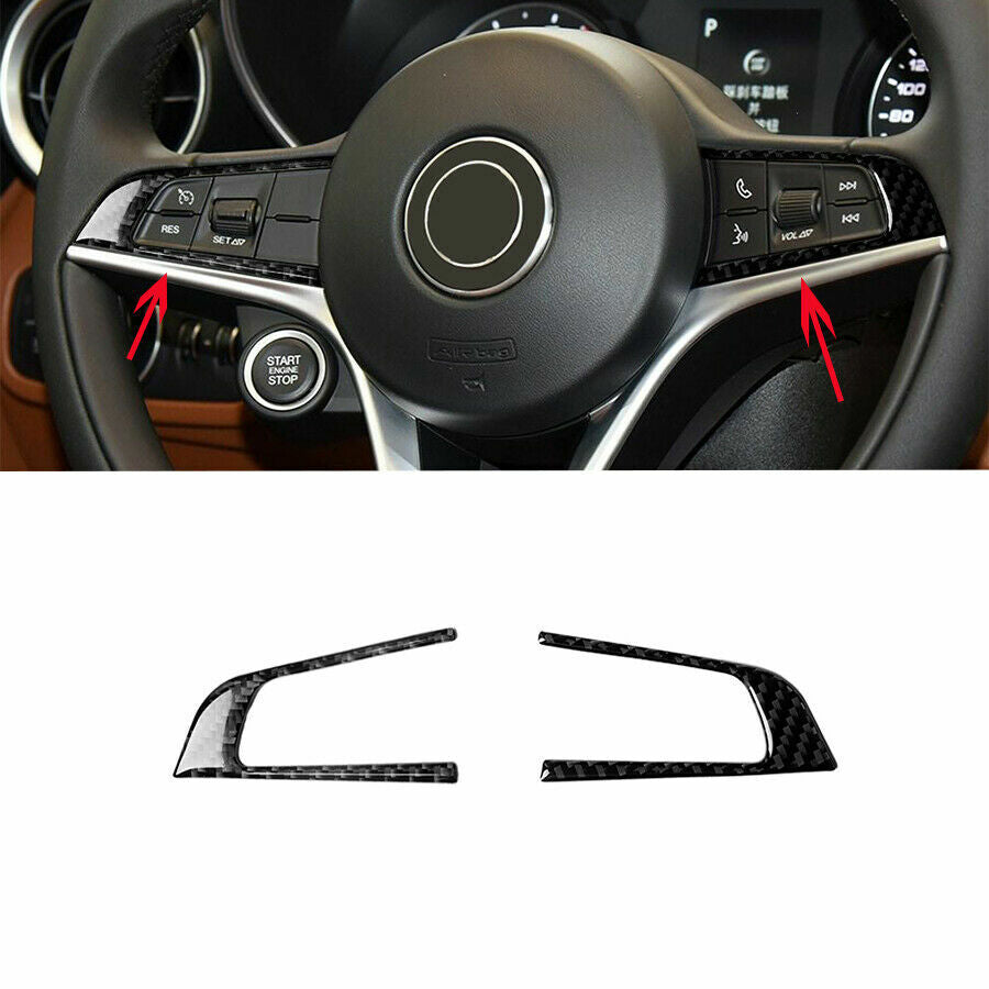 Carbon Fiber Steering Wheel Trim Cover Fit for Alfa Romeo Giulia 17-20