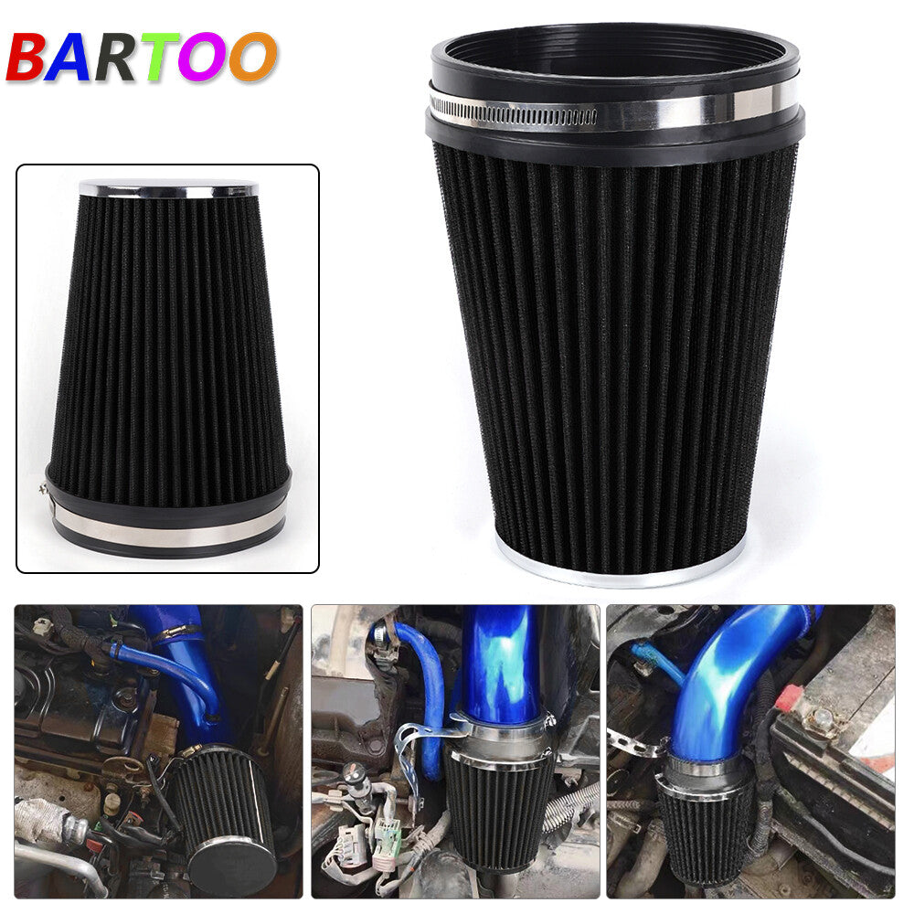 6 152mm Universal Inlet Truck Air Intake Cone Replacement Dry Air Filter BLACK Q