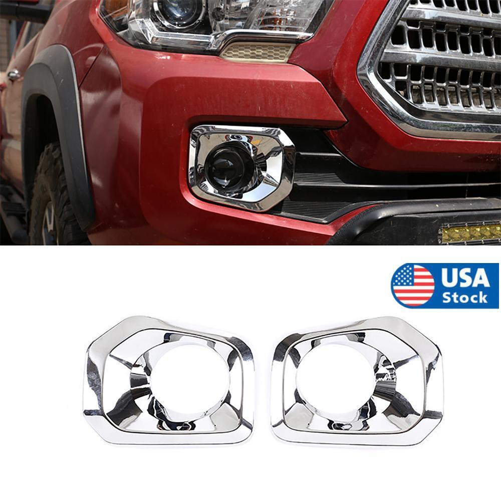 2x Front Bumper Grille Chrome Fog Light Covers Trims For 2016-2023 for Toyota Tacoma