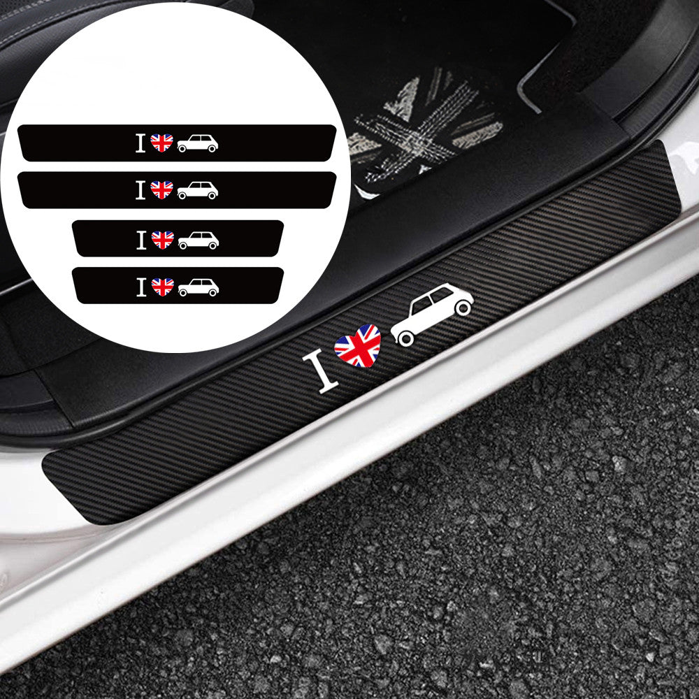 4x Carbon Fiber Door Sill Protective Covers for Mini Cooper Countryman n