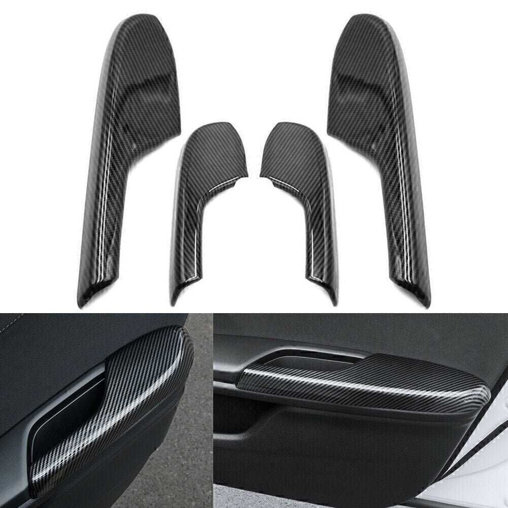 4x Carbon Fiber Interior Door Armrest Panel Trim Cover Fit for Honda for Civic 2016-2020 Q