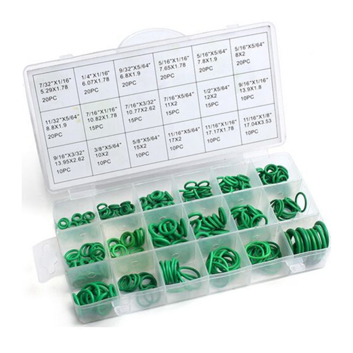 270Pcs Green Rubber O-Ring Washer Seal Assortment Set Kit Gasket HNBR A/C System