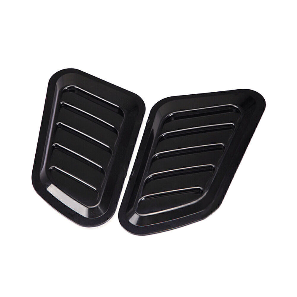 2x Universal Decorative Air Flow Intake Hood Scoop Vent Bonnet Cover Black
