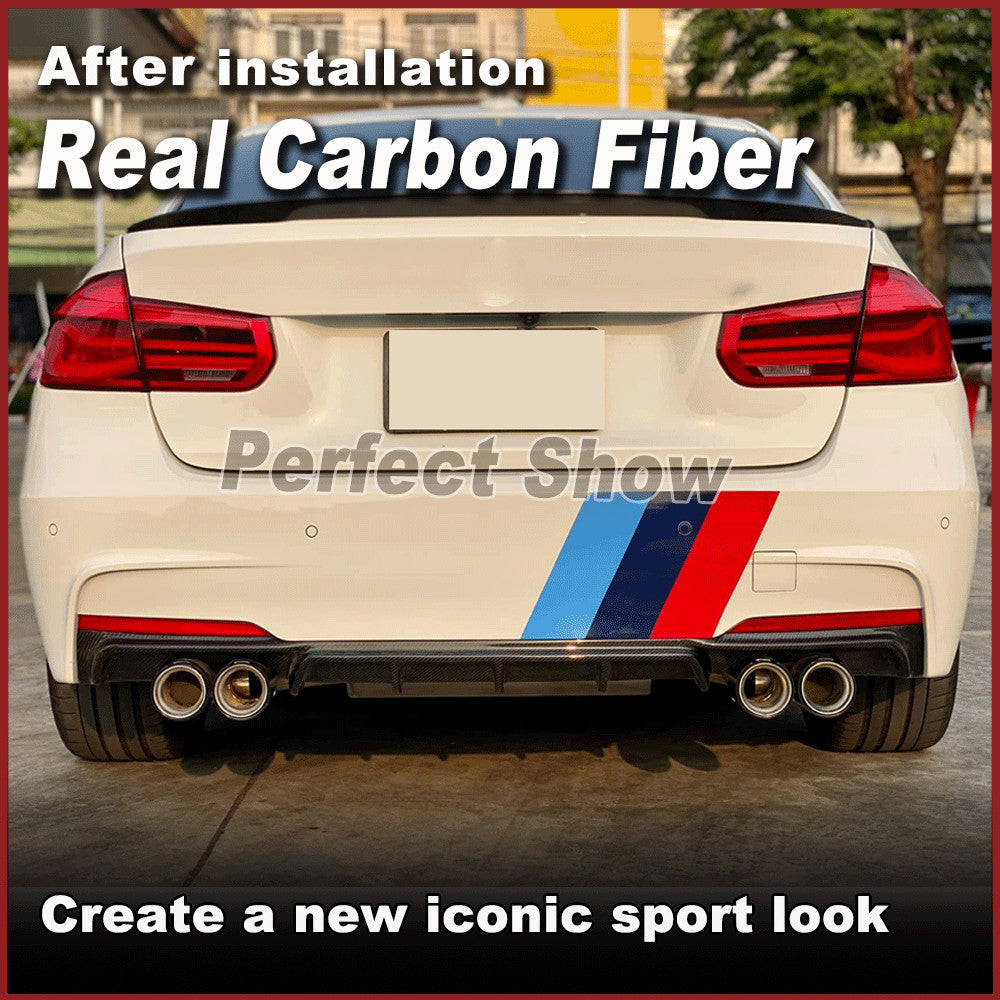 Fit for BMW F30 325i 335i M Sport 12-17 REAL Carbon Rear Bumper Diffuser Spoiler