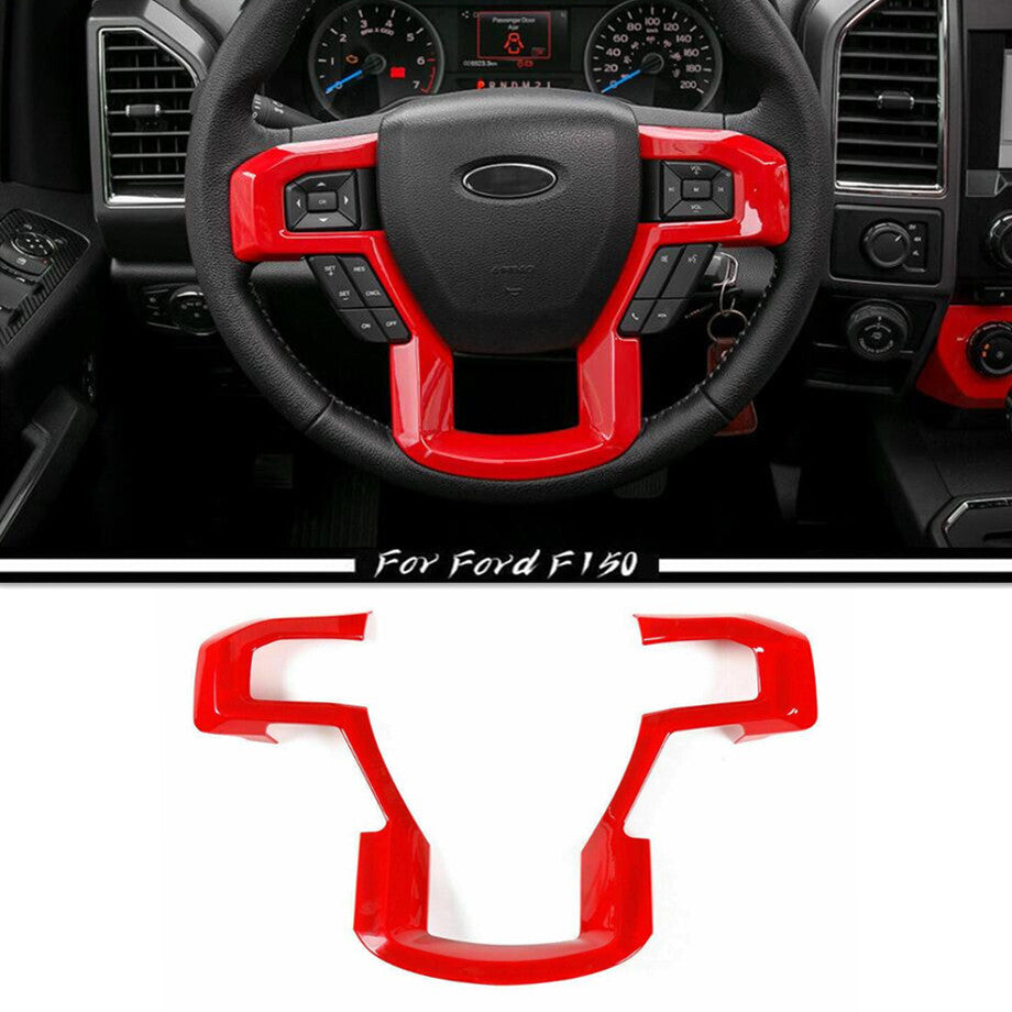 For 2015-2020 F150 ABS Red Interior Steering Wheel Cover Trim Bezels v