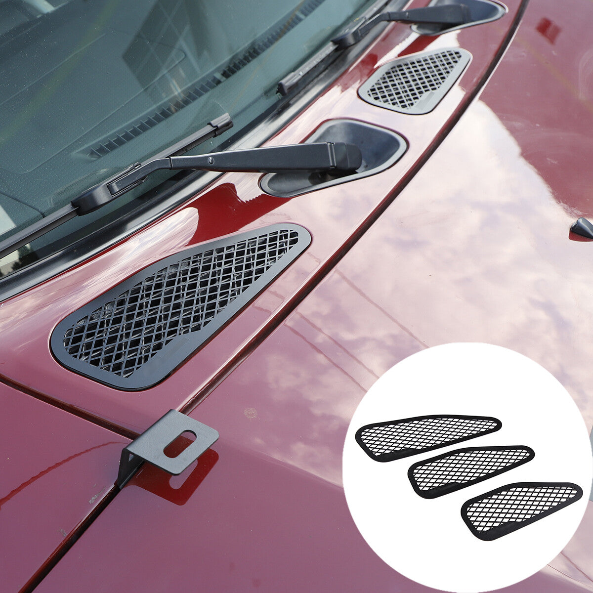 Black steel front hood vent cover trim for FJ Cruiser 07-21- n