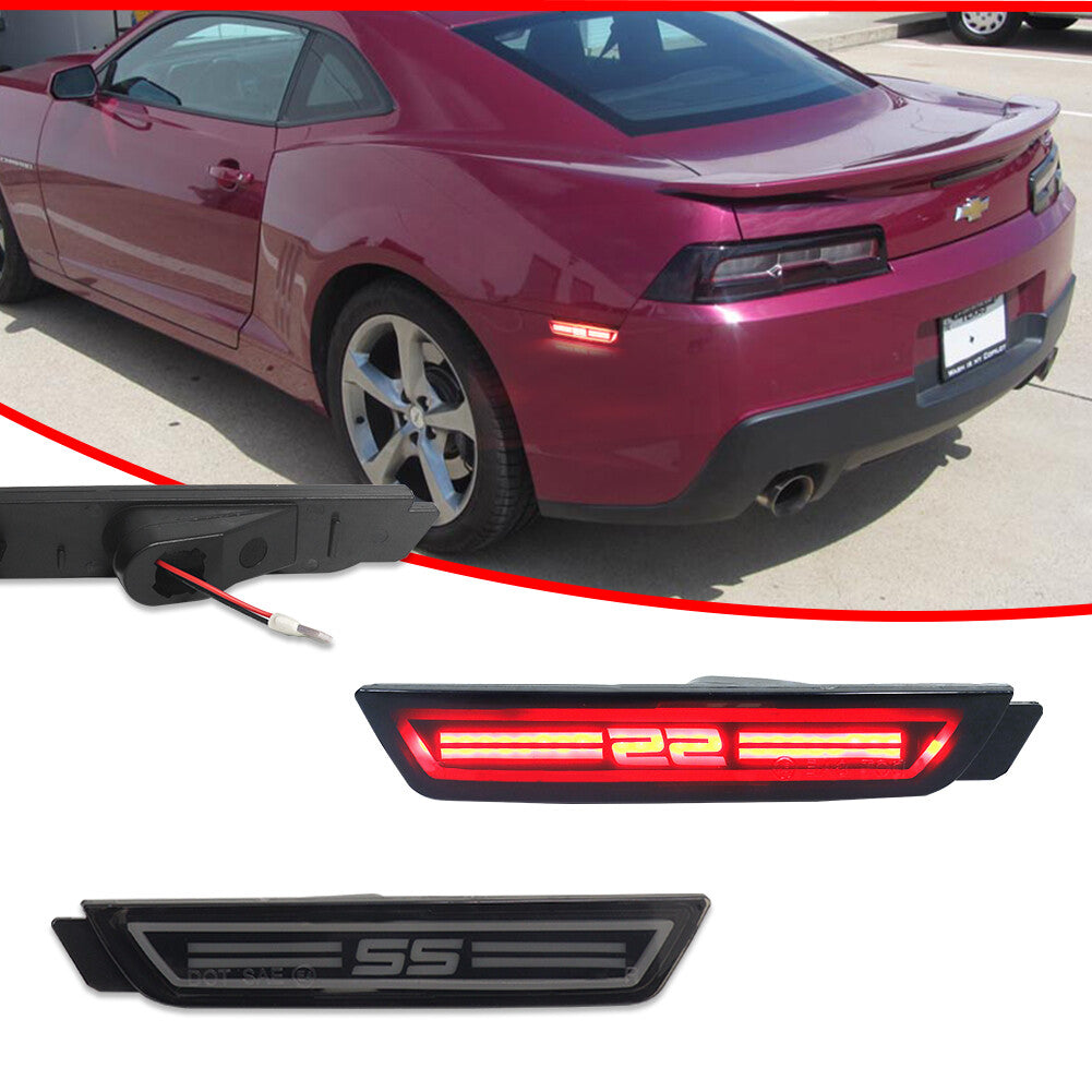 SS Style Red LED Rear Bumper Reflector Side Marker Lights for 10-15 for Camaro - v
