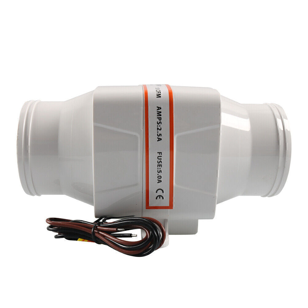 3 Inch 12V 130CFM 4 Blade White Marine Boat Bilge In-Line Air Blower Boat White Q