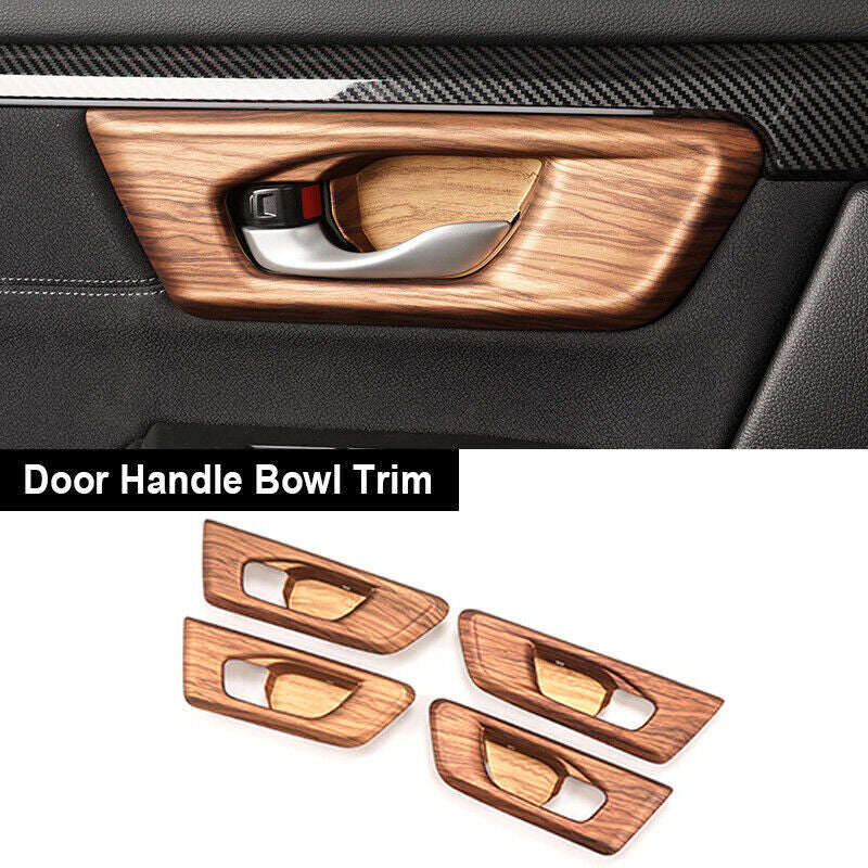 for Honda CR-V 2017-2022 Peach Wood Inner Door Handle Bowl frame Cover Trim 4x