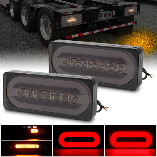 2PCS 7.4inch LED Truck Trailer RV Brake Turn Lights Rear Tail Light Bar Strip