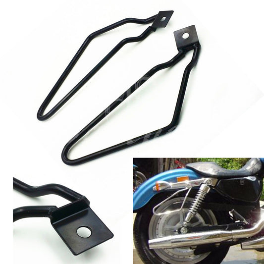 Black Saddle Bag Support Bars Mount Bracket for Harley Sportster XL Dyna Fat Bob Q