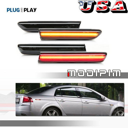 4-Pack Smoked LED Front and Rear Bumper Side Marker Lights for 2004-2008 for Acura TL- v