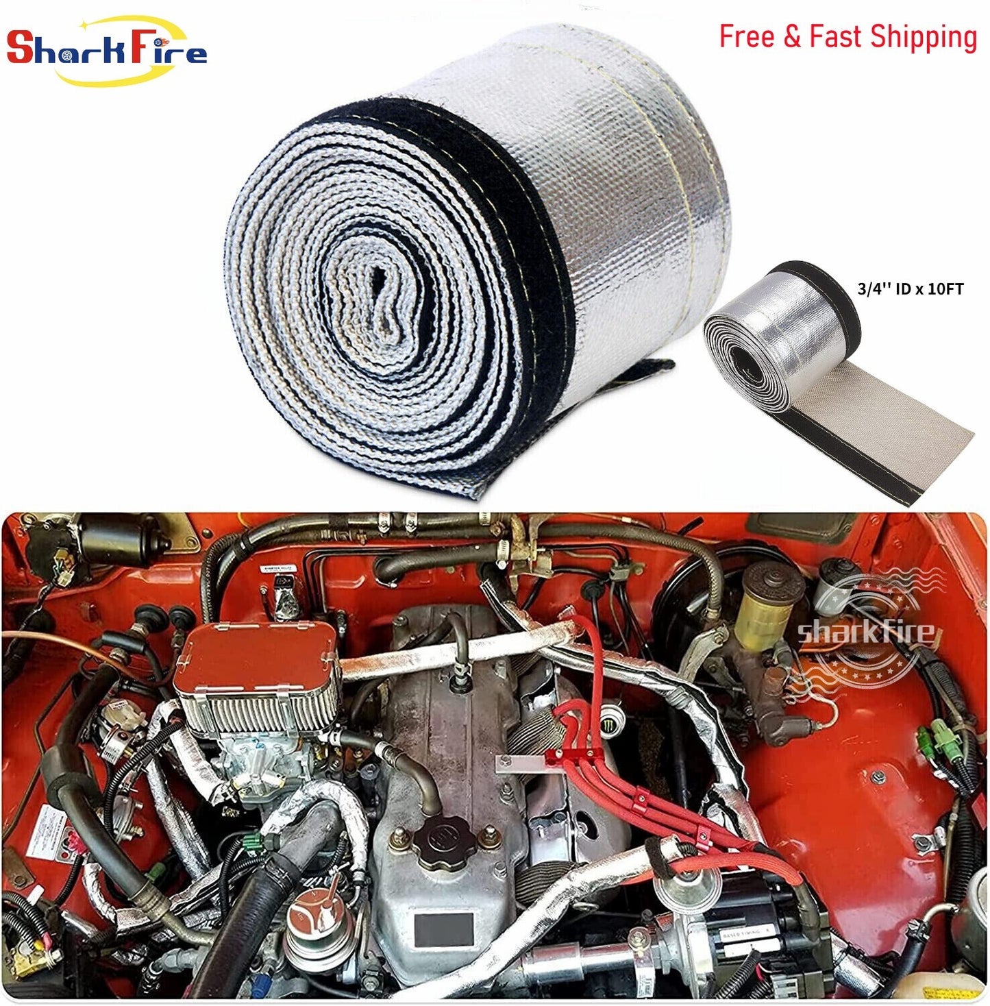 Metal heat shield cover for insulated wire conduit cap wrapped with fabric tubing 3/4 20 mm x 10