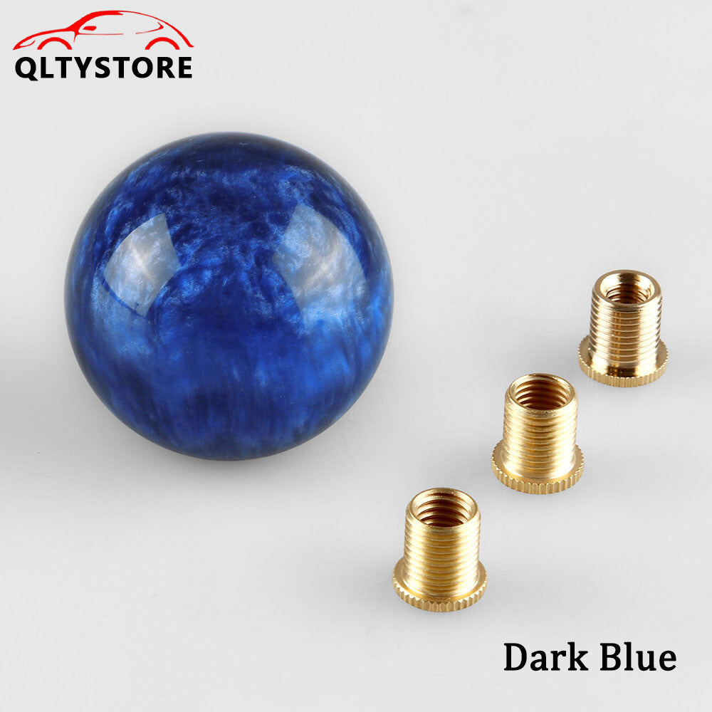 1* Marble Style Round Ball Shift Knob Gear Shifter Head w/3 Adapters Dark Blue Q