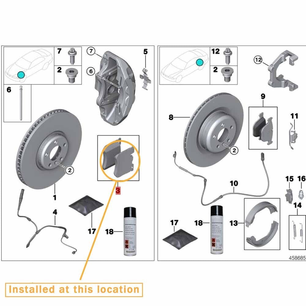 for Rolls-Royce for Ghost Wraith front brake pads manufactured after September 2011, model 34116883892