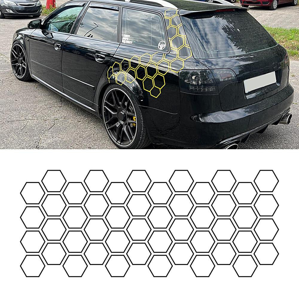 Car Body Cover Black Honeycomb Sticker Side Decal Accessories Waterproof Decor