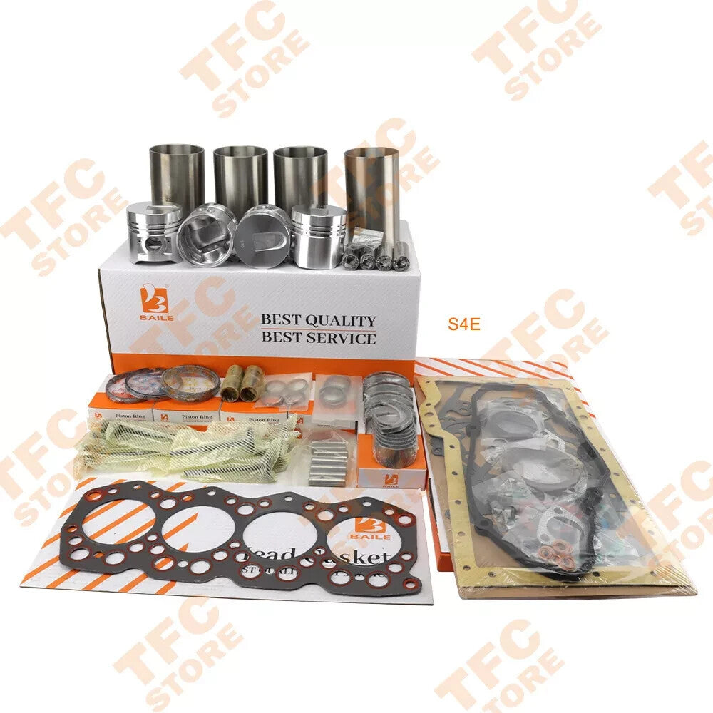 New Overhaul Rebuild Kit for Mitsubishi S4E Piston Rings Bearing Full Gasket Kit