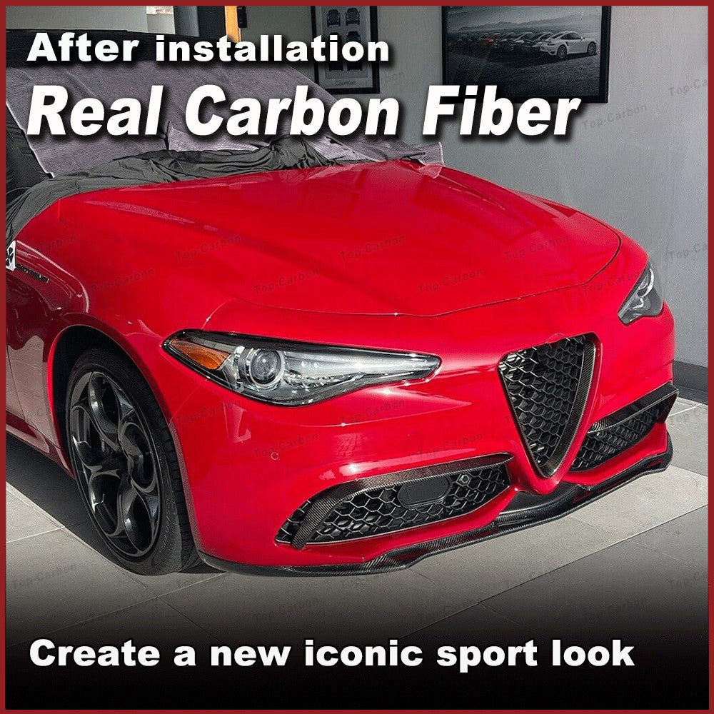 Carbon Fiber Front Bumper Fins Splitter Fit for Alfa Romeo Giulia Sport 2016-21
