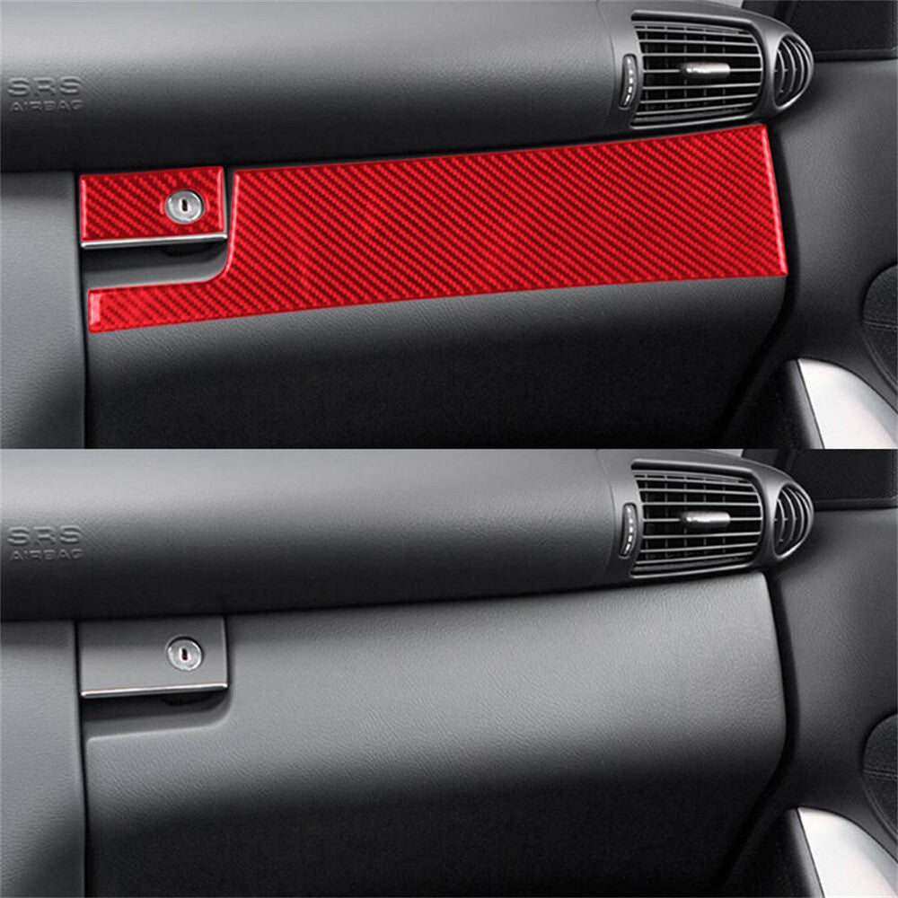 2¡ÁRed Carbon for Co -pilot Dashboard Storage Box Trim for Benz C Class W203 2005-2007