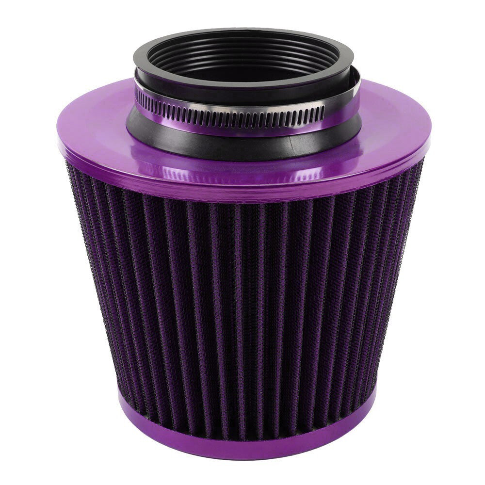 Purple 3 76mm High Flow Inlet Cold Air Intake Cone Replacement Dry Air Filter Q