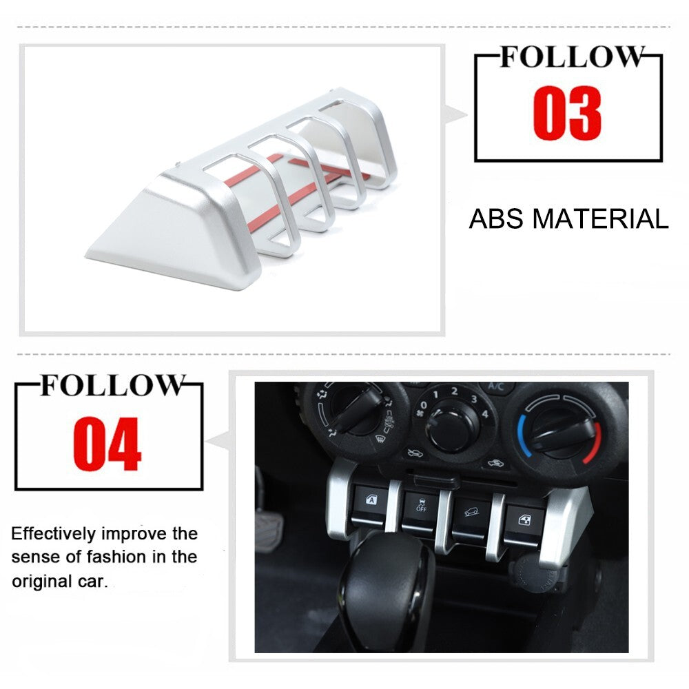 Silver Window Lift Switch Button Panel Cover Trim for Suzuki for Jimny 2019-2023