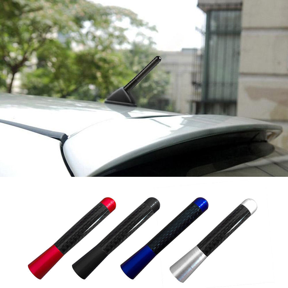 1-piece 3-inch car carbon fiber screw radio short antenna kit with screws - n