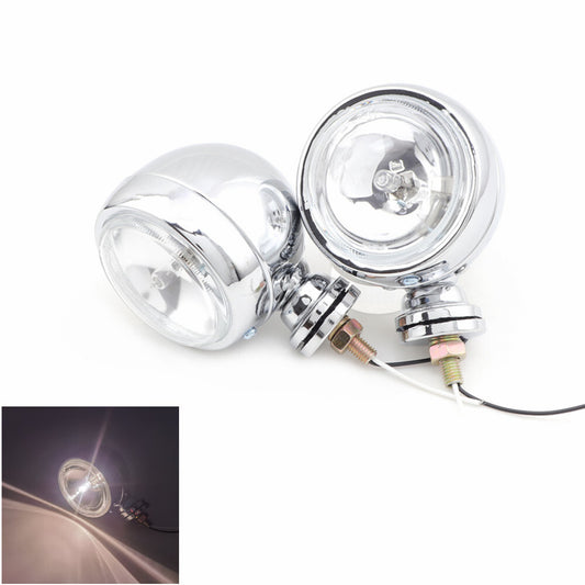 2x Chrome Retro Passing Driving Headlight Spot Fog Light for Harley for Honda for Yamaha Q