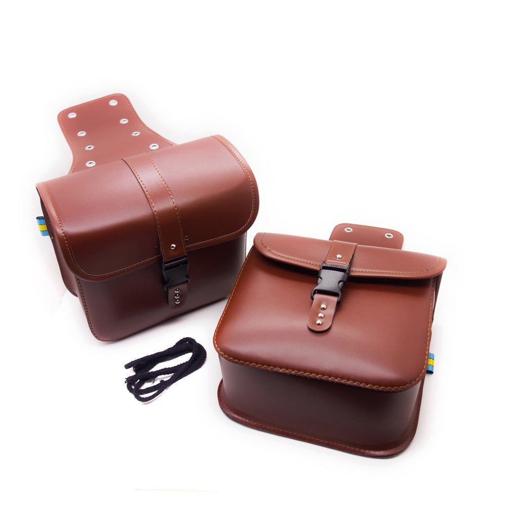1 Pair Brown PU Leather Saddlebags Saddle Bags Pouch Bag for Honda for Suzuki for Harley Q