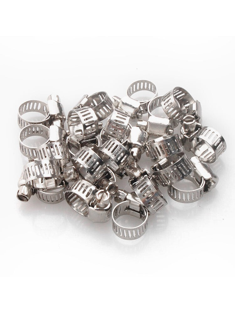 Stainless Steel Clips Drive Hose Clamps Fuel Line Worm Silver Accessories