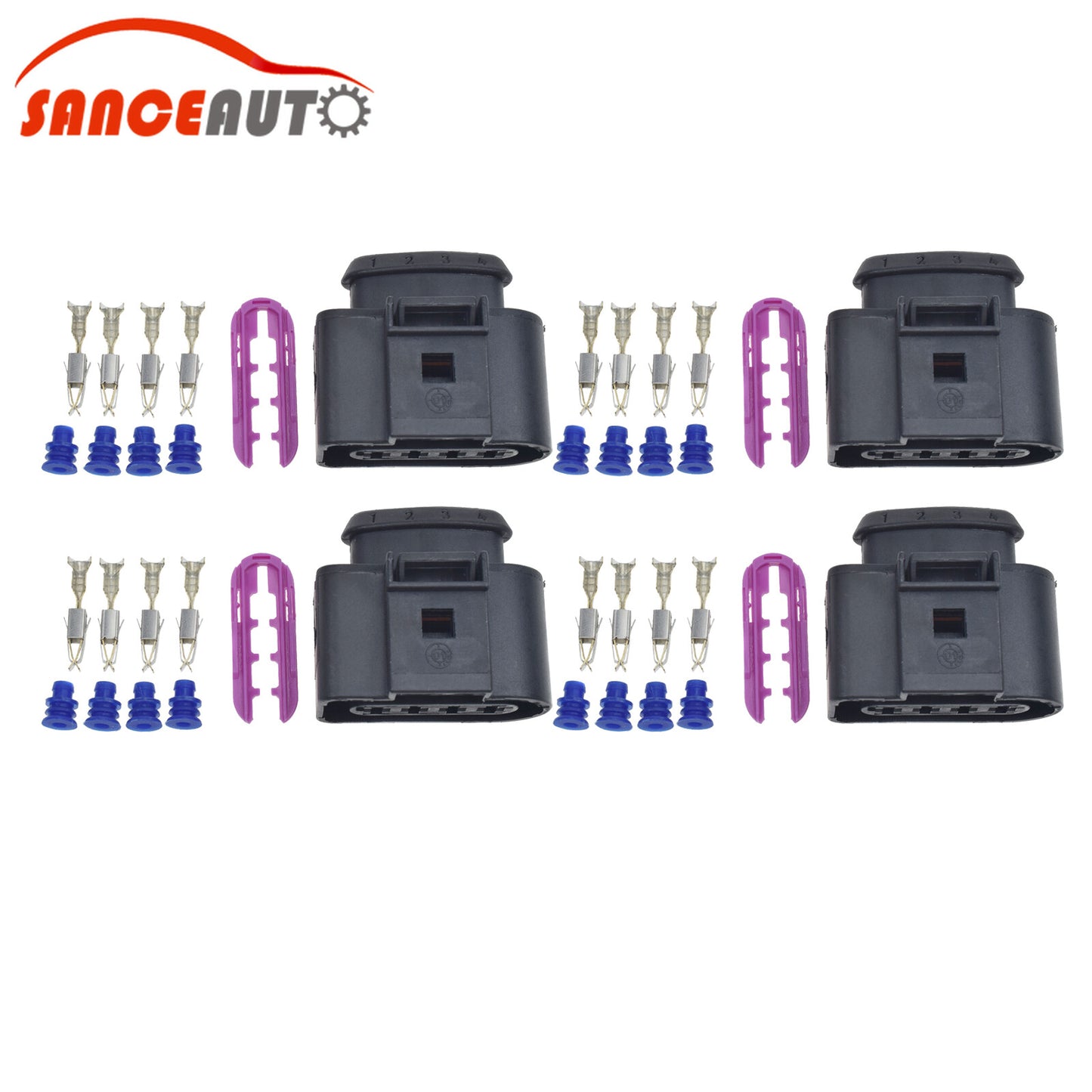 4 Pin Ignition Coil Connector Harness Repair Kit for Audi for VW 1J0973724 4 Sets n