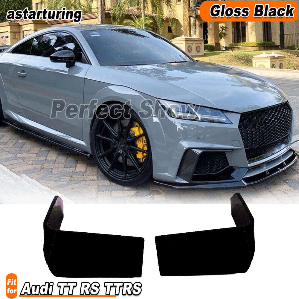 Fit for Audi TT RS TTRS 2016-2018 Gloss Black Front Bumper Fins Canards Splitter
