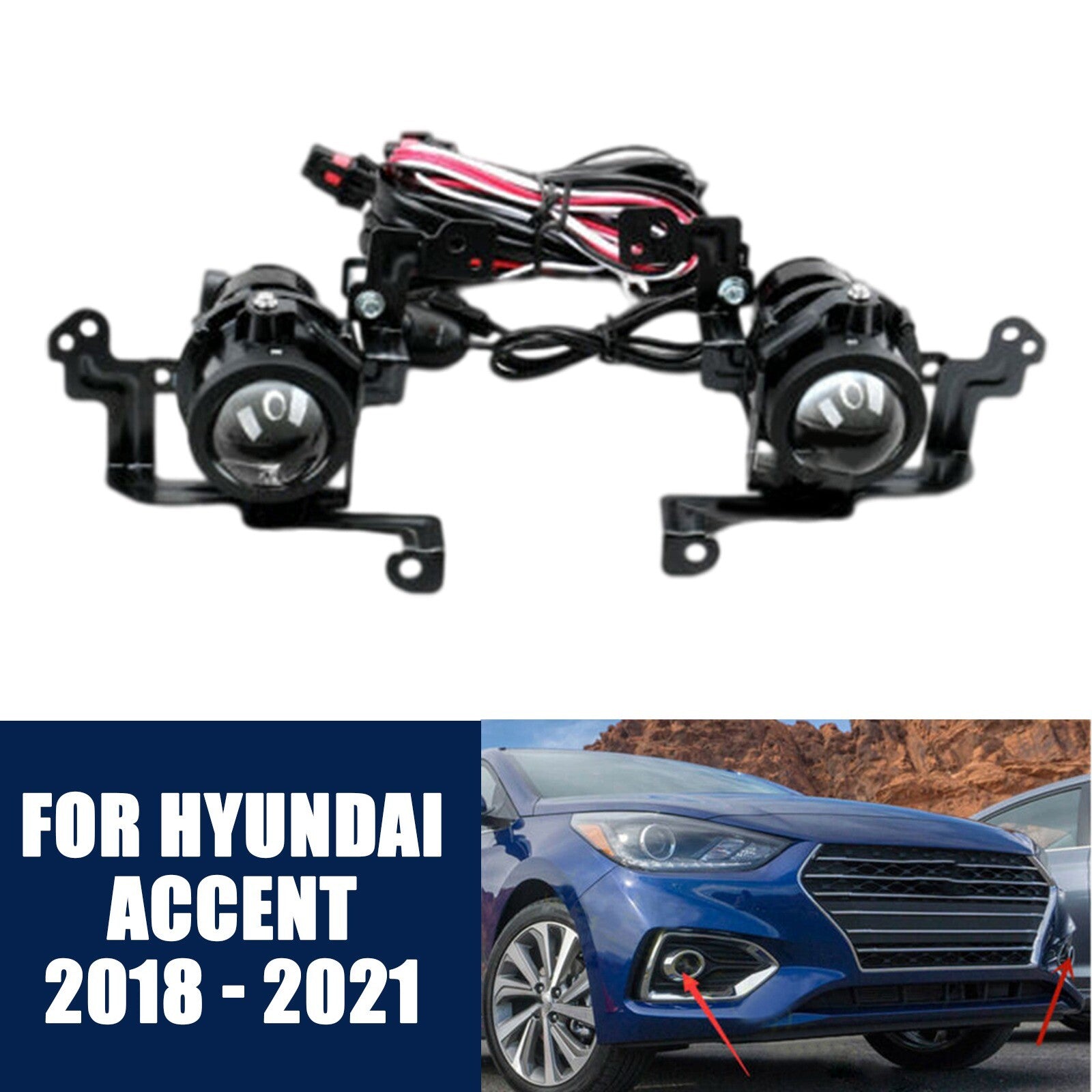 Front ABS fog lights, left and right, suitable for modern accents. 2018 - 2021 AT