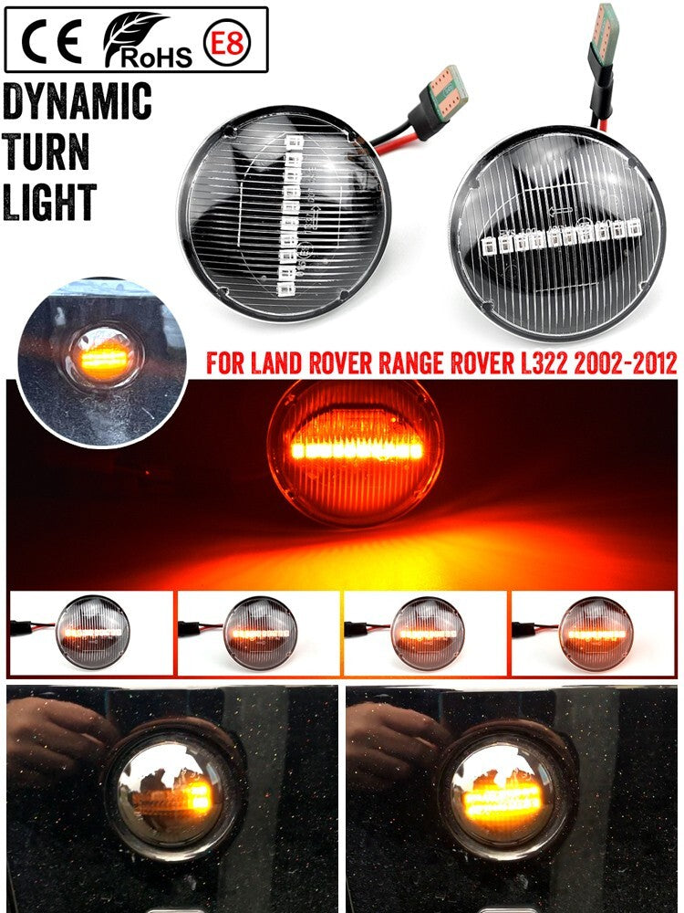 Dynamic Smoked LED Side Marker Turn Signal Lights For 2002-2012 for Range Rover L322