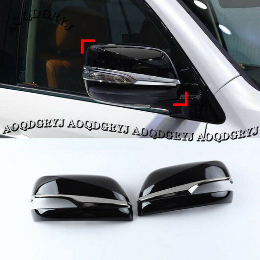 Glossy Black Rearview Mirror Housing 2x for LEXUS LX570 2016-2021 W/ Chrome Trim