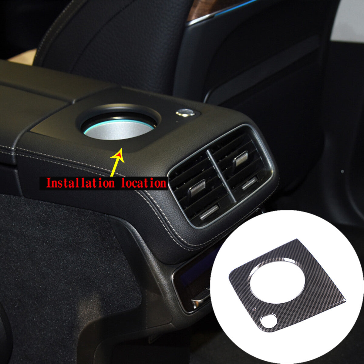 Modified ABS carbon fiber cup holder frame trim suitable for GLE GLS 2022- n