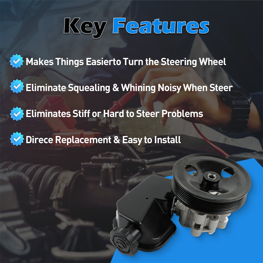 Power Steering Pump w/ Reservoir Pulley for 05-2007 for Dodge Dakota 3.7L 4.7L V6 V8