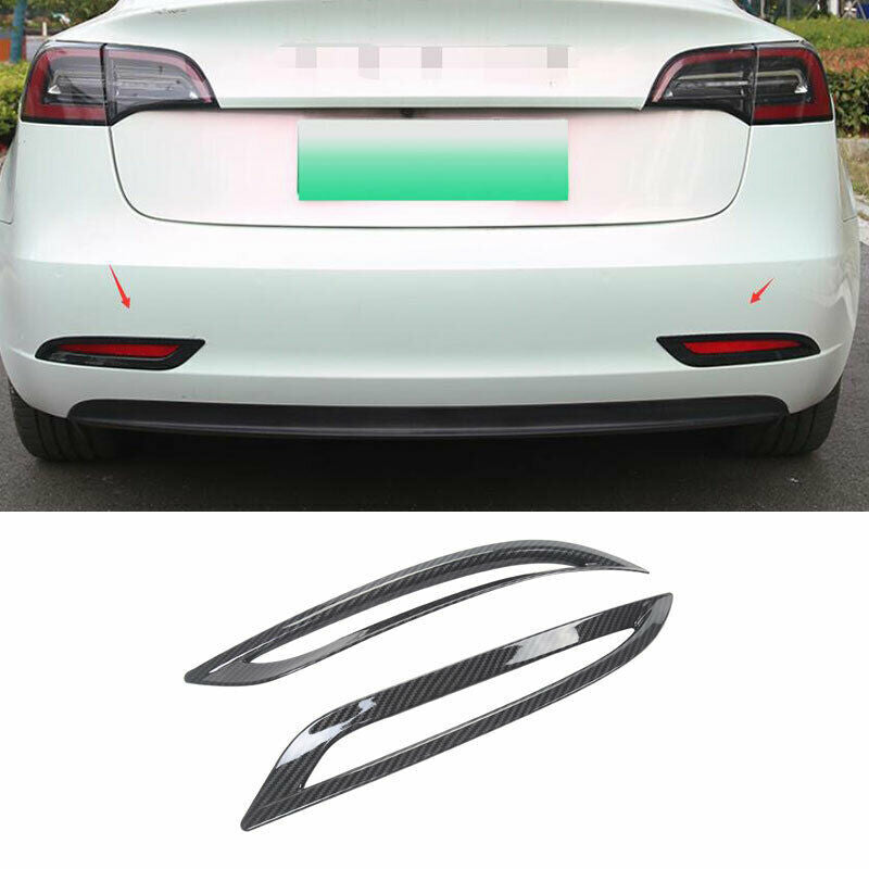 for Tesla Model 3 2017-2022 Carbon Fiber Rear bumper Fog Light Frame cover Trim