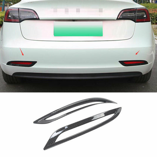for Tesla Model 3 2017-2022 Carbon Fiber Rear bumper Fog Light Frame cover Trim