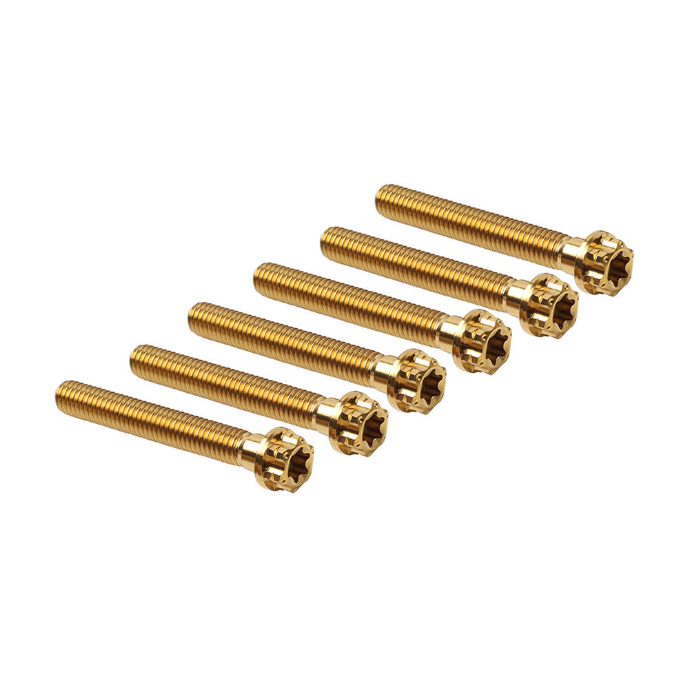 6pcs Bolts Torx Head Flange Screws M8x45mm Gold For Motorcycle Bike Q
